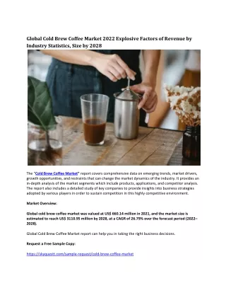 global cold brew coffee market 2022 explosive