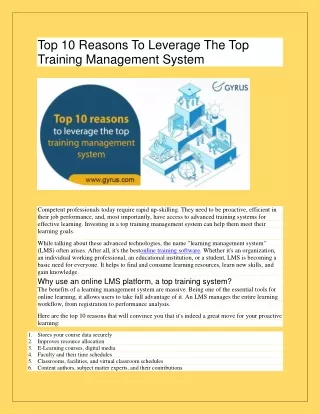 Top 10 Reasons To Leverage The Top Training Management System