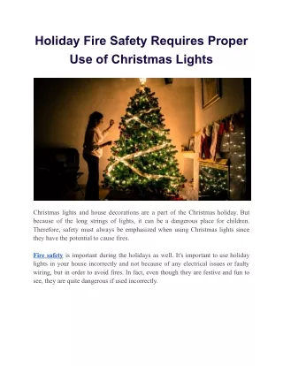 Holiday Fire Safety Requires Proper Use of Christmas Lights