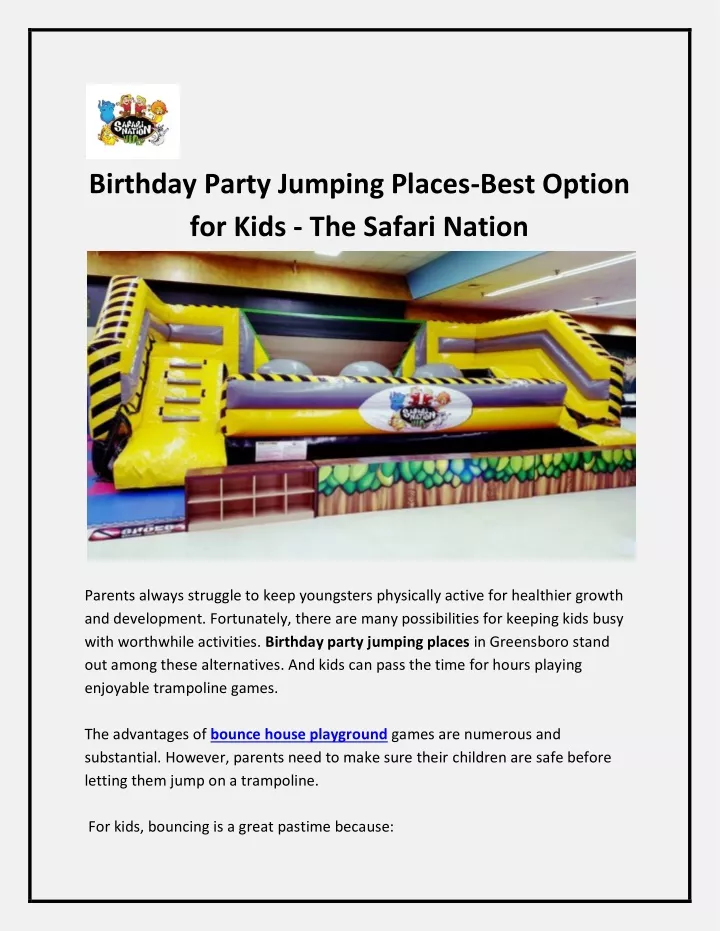 birthday party jumping places best option