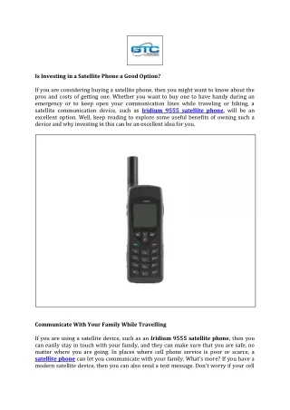 Satellite Phone a Good Option