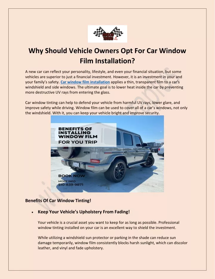 why should vehicle owners opt for car window film