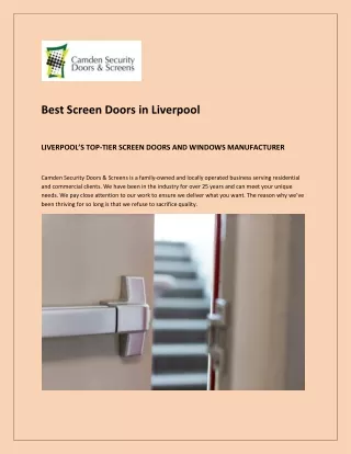 Best Screen Doors in Liverpool