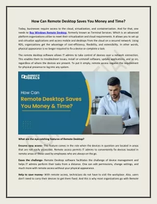 how can remote desktop saves you money and time