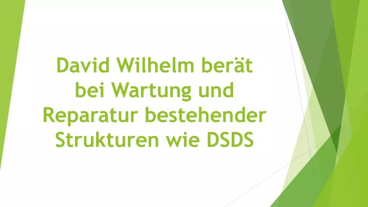david wilhelm ber t bei wartung und reparatur bestehender strukturen wie dsds