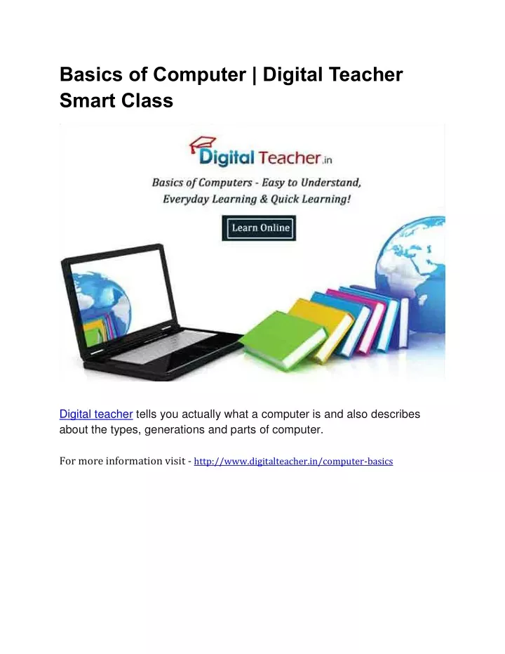 basics of computer digital teacher smart class