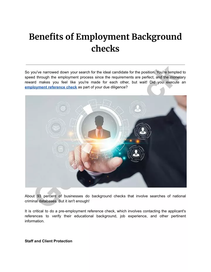 benefits of employment background checks