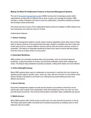 Making The Most Of Collaborative Features In Document Management Systems