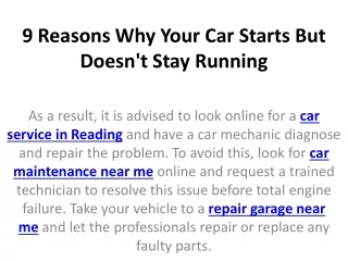 9 reasons why your car starts but doesn t stay running
