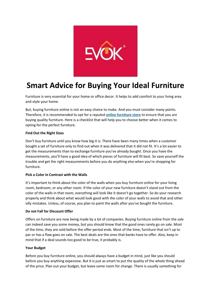 smart advice for buying your ideal furniture