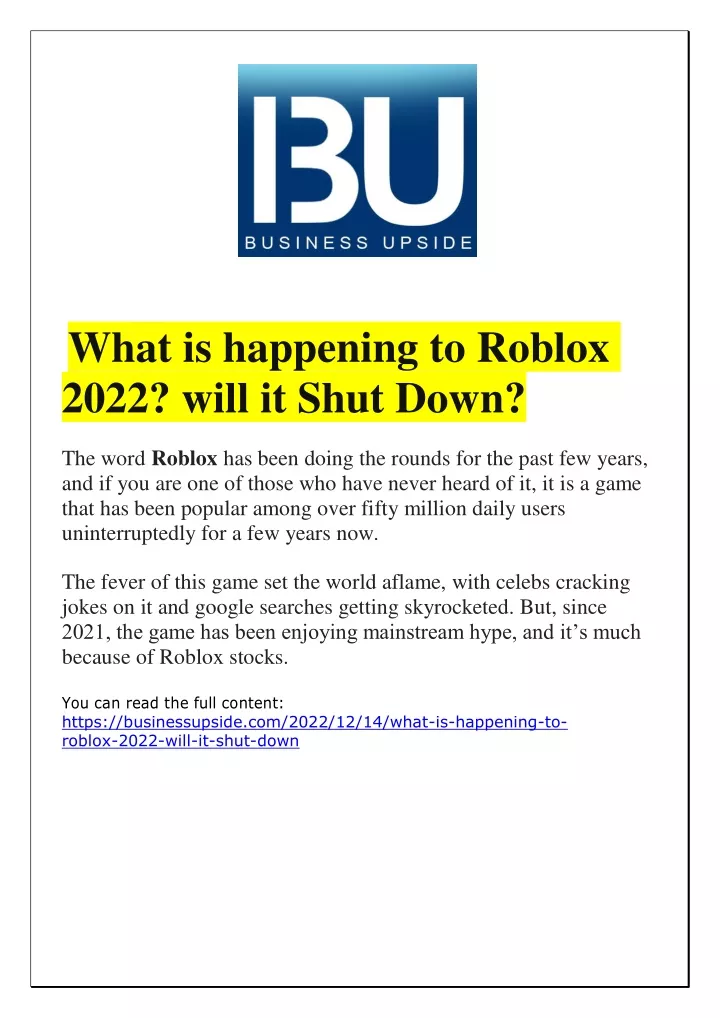 what is happening to roblox 2022 will it shut down