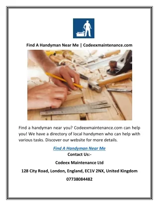 find a handyman near me codeexmaintenance com