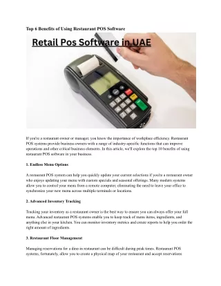 top 6 benefits of using restaurant pos software