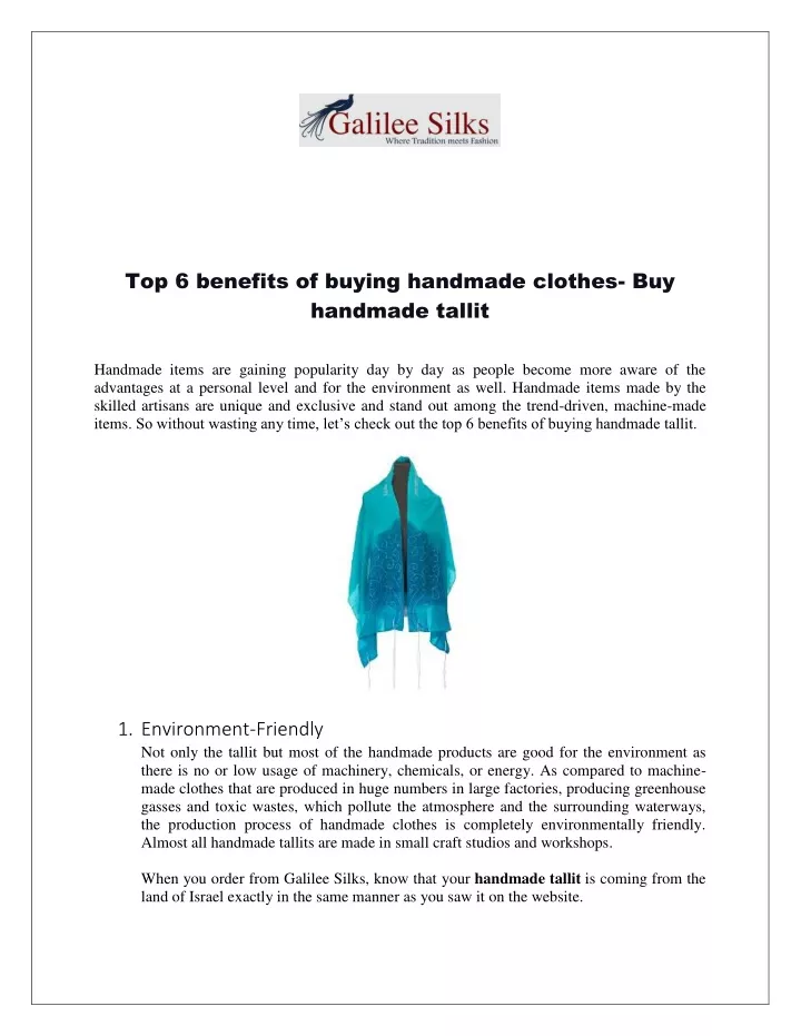 top 6 benefits of buying handmade clothes