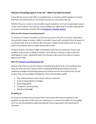 amazon consulting experts in the uk what you need