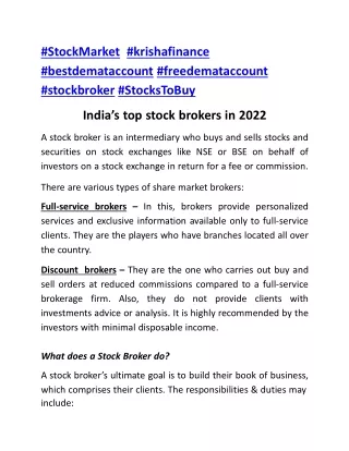 India’s top stock brokers in 2022