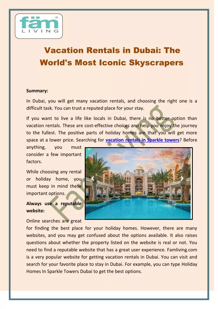 vacation rentals in dubai the world s most iconic