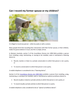 Can I Record My Former Spouse or My Children