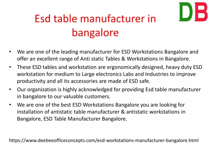 esd table manufacturer in bangalore