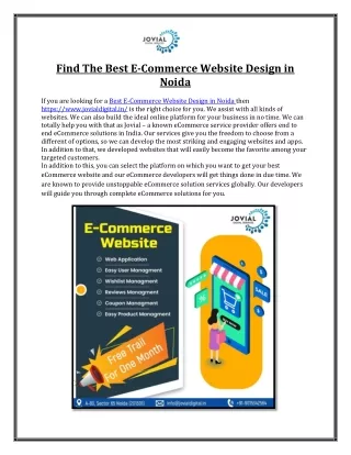 Find The Best E-Commerce Website Design in Noida