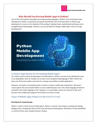 Why Should You Develop Mobile Apps in Python
