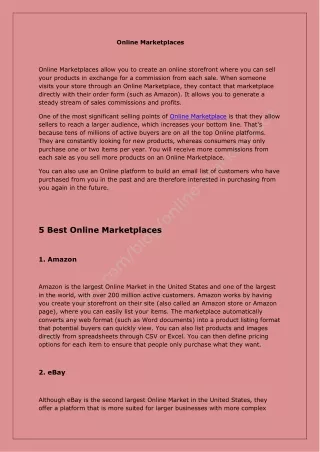 Online Marketplaces