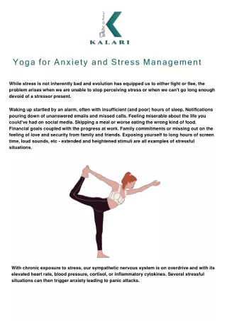 Yoga for Anxiety and Stress Management