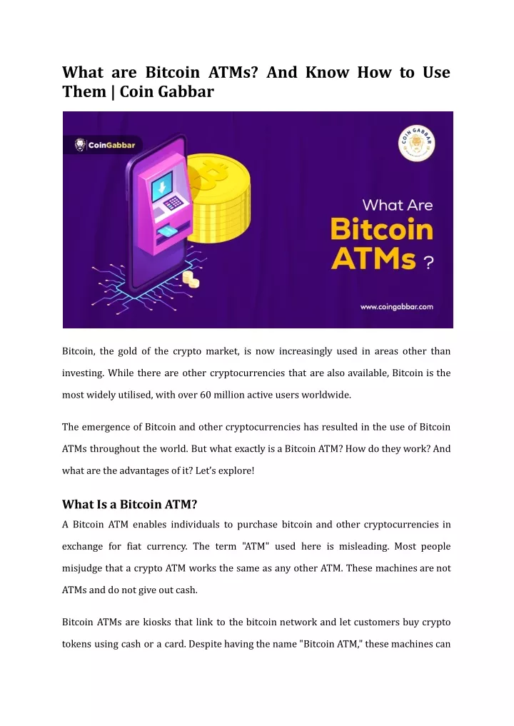 what are bitcoin atms and know how to use them