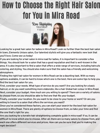 How to Choose the Right Hair Salon for You in Mira Road
