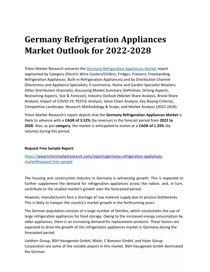 germany refrigeration appliances market outlook