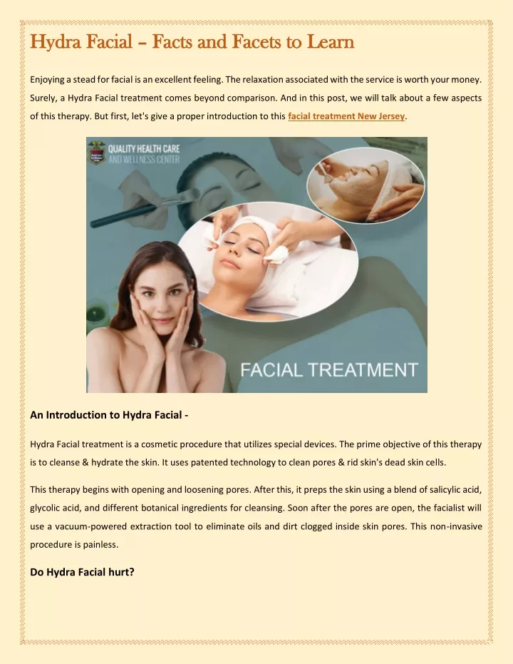 hydra facial hydra facial facts and facets