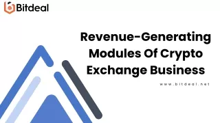 revenue generating modules of crypto exchange