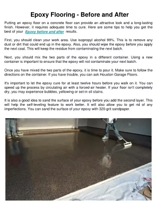 Epoxy Flooring - Before and After