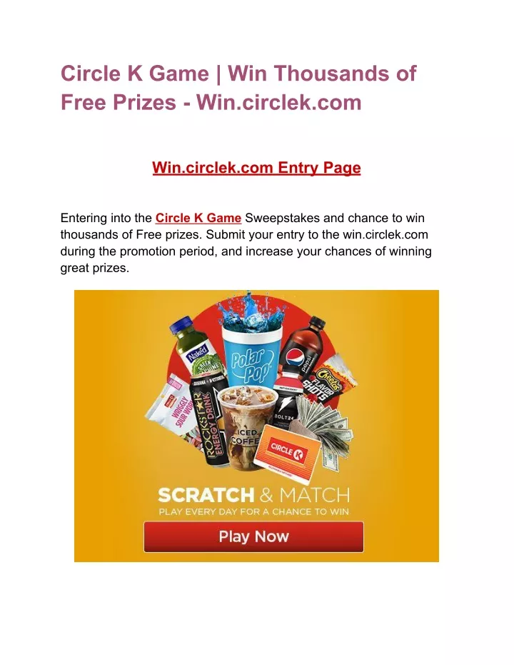 PPT Win Circle K Game Win One Million Prizes PowerPoint