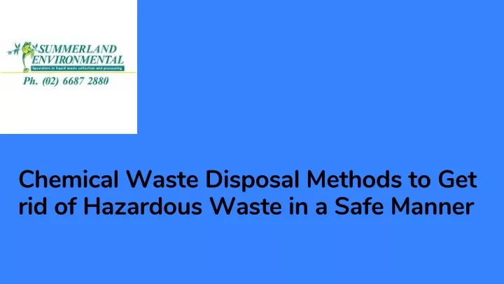 chemical waste disposal methods