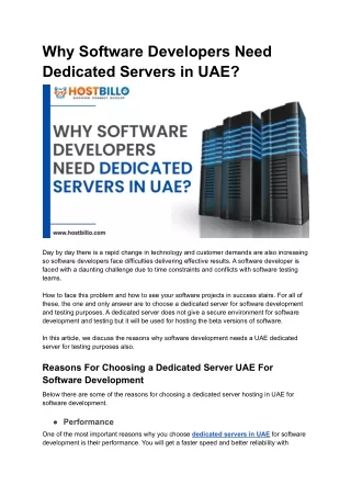 why software developers need dedicated servers