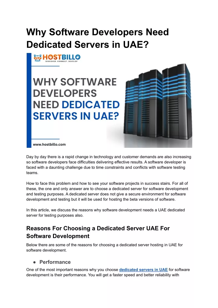 why software developers need dedicated servers