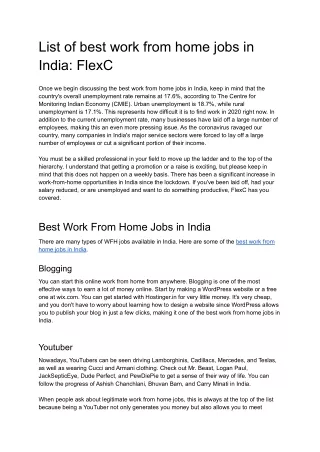 list of best work from home jobs in india flexc