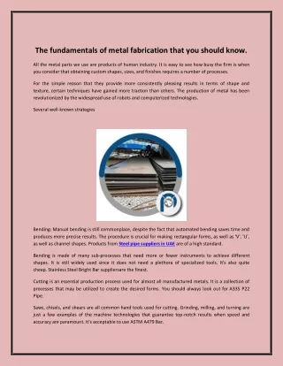 the fundamentals of metal fabrication that
