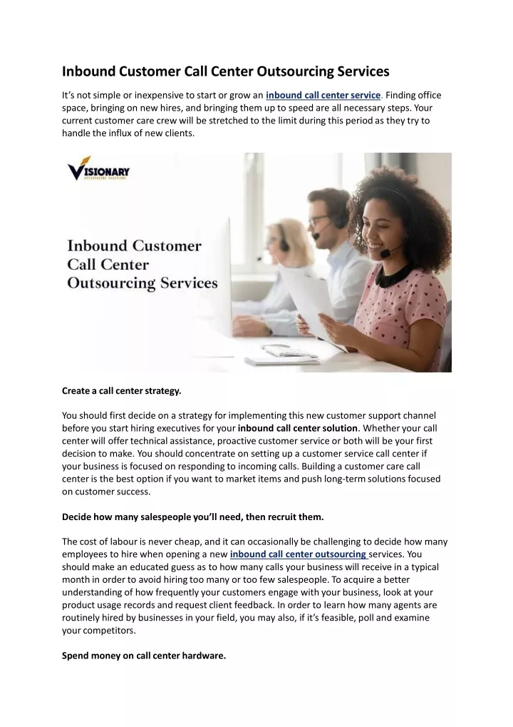 inbound customer call center outsourcing services
