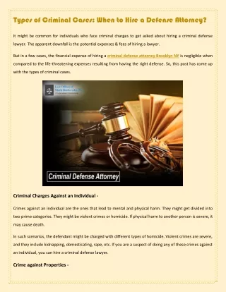 types of criminal cases when to hire a defense