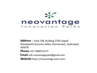 Lab Space Rental Hyderabad in India| Neovantage-Park