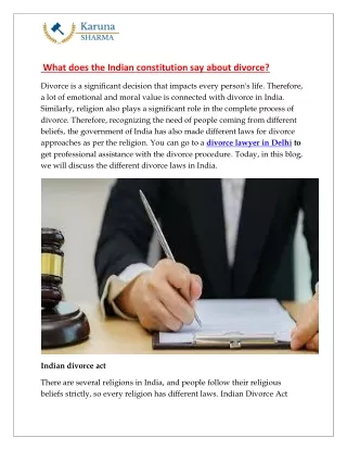 What does Indian constitution say about divorce