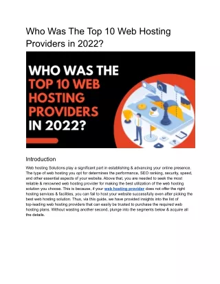 who was the top 10 web hosting providers in 2022