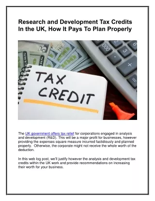 Research and Development Tax Credits In the UK