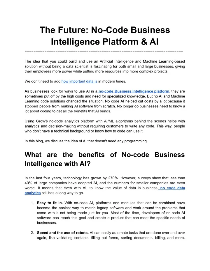 the future no code business intelligence platform