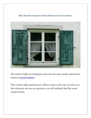 Why Should You Opt for Wood Windows for Your Home
