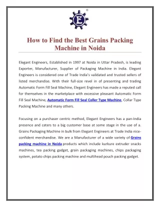 How to Find the Best Grains Packing Machine in Noida