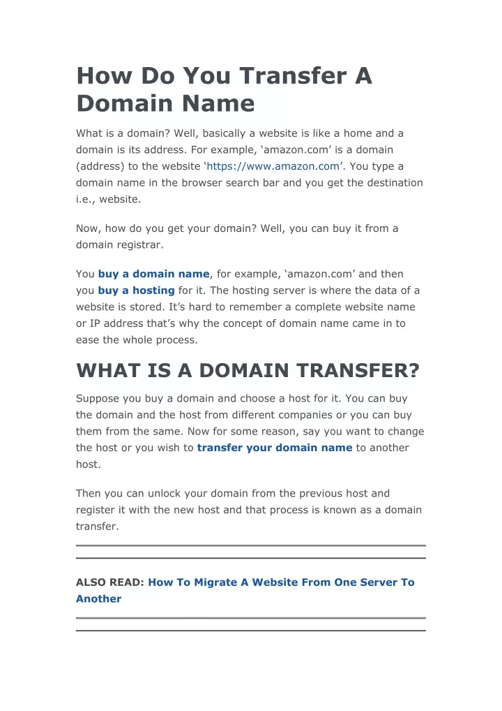 how do you transfer a domain name