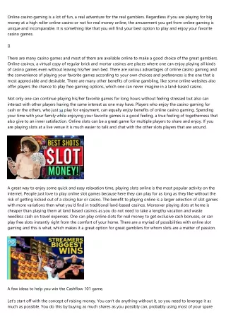 online casino gaming is a lot of fun a real